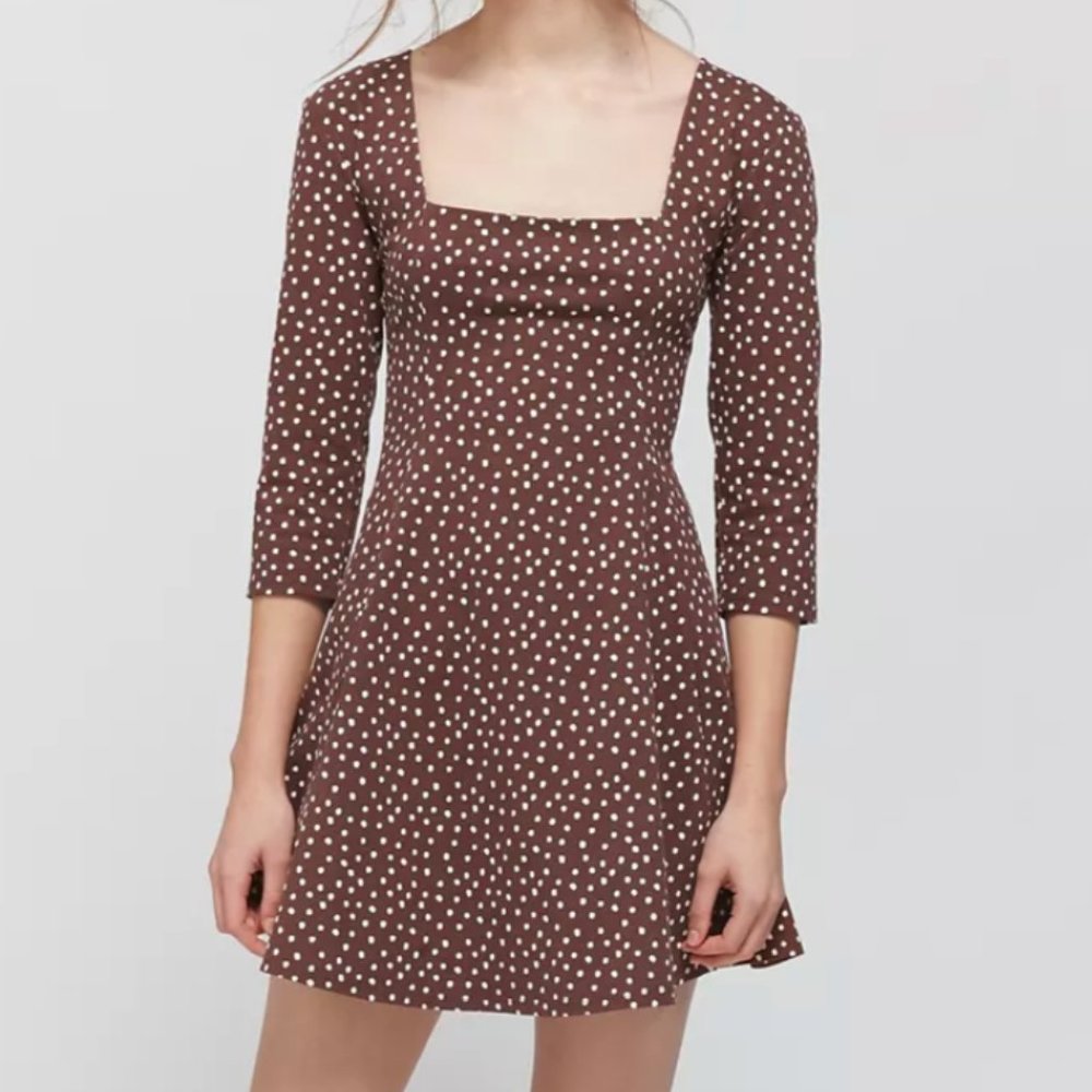 UO Stella Polka Dot Tie-Back Mini Dress